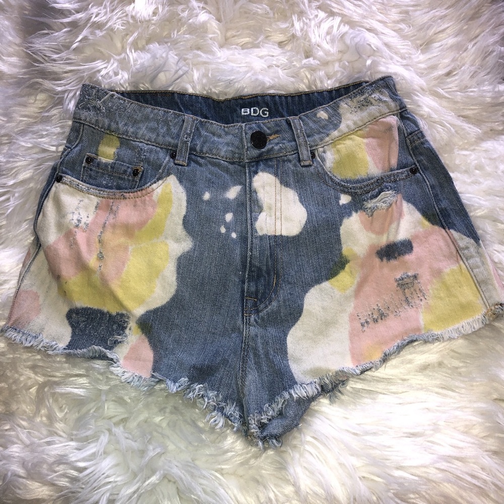 BDG splatter paint high waist shorts